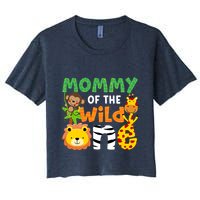 Mommy Of The Wild One Zoo Theme Bday Safari Jungle Animals Women's Crop Top Tee
