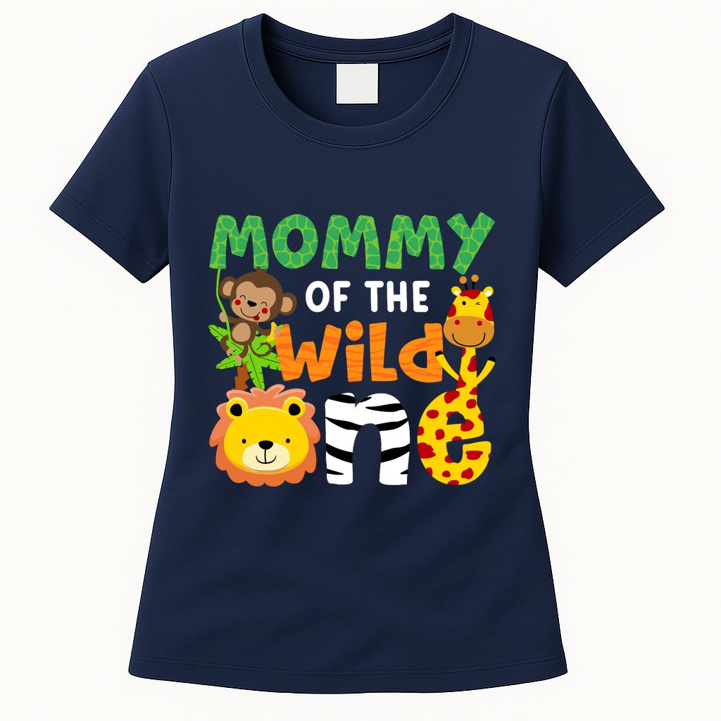 Mommy Of The Wild One Zoo Theme Bday Safari Jungle Animals Womens T-Shirt