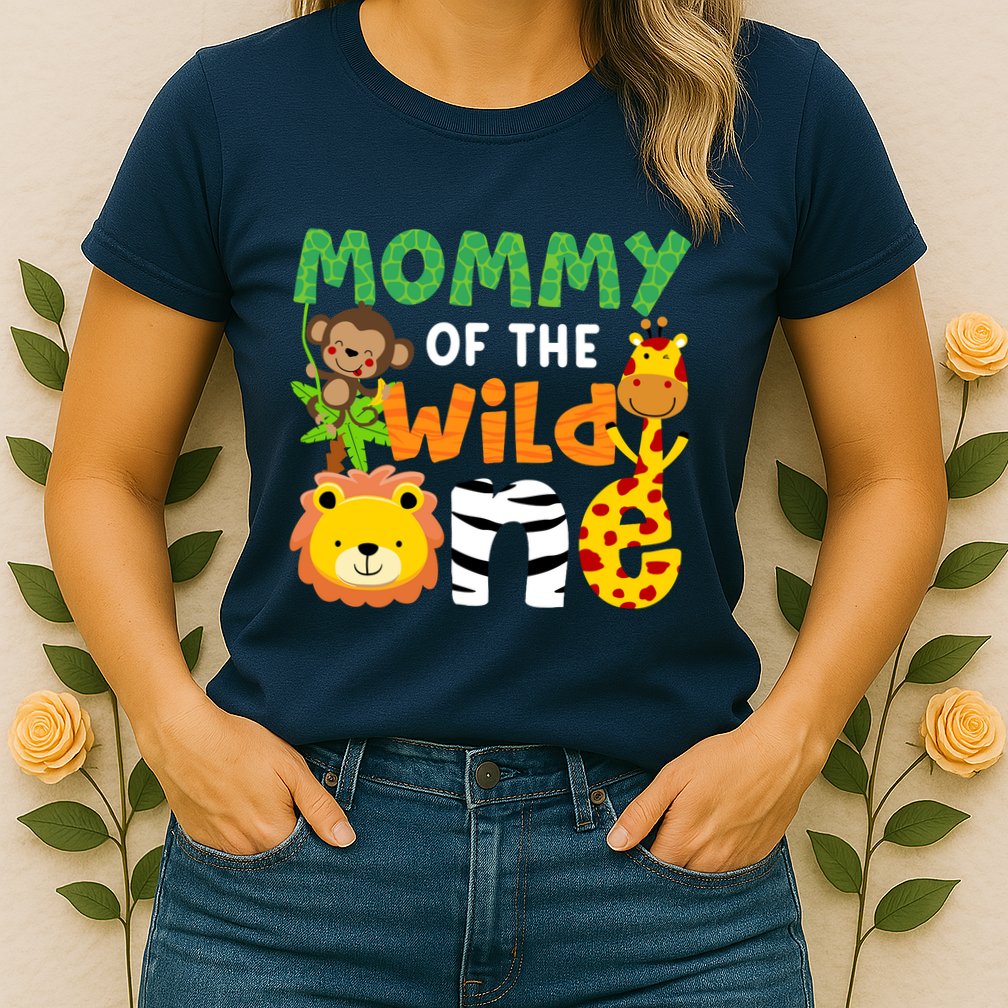 Mommy Of The Wild One Zoo Theme Bday Safari Jungle Animals Womens T-Shirt