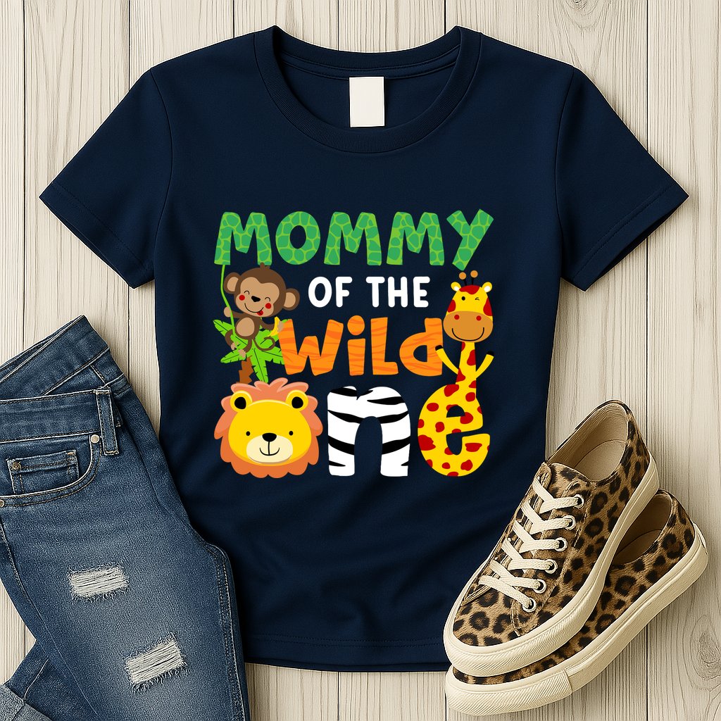 Mommy Of The Wild One Zoo Theme Bday Safari Jungle Animals Womens T-Shirt