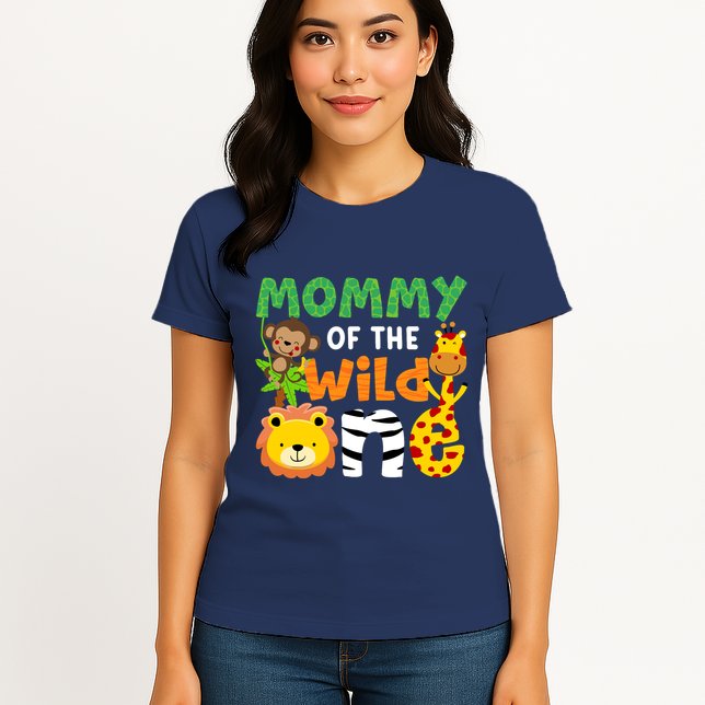 Mommy Of The Wild One Zoo Theme Bday Safari Jungle Animals Womens T-Shirt