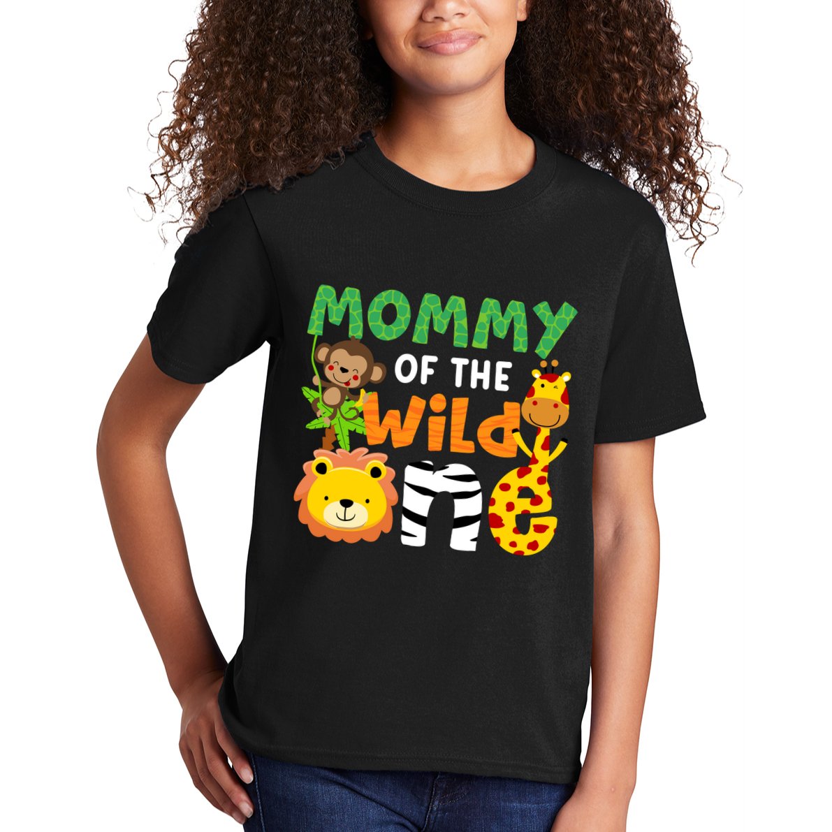 Mommy Of The Wild One Zoo Theme Bday Safari Jungle Animals Kids T-Shirt