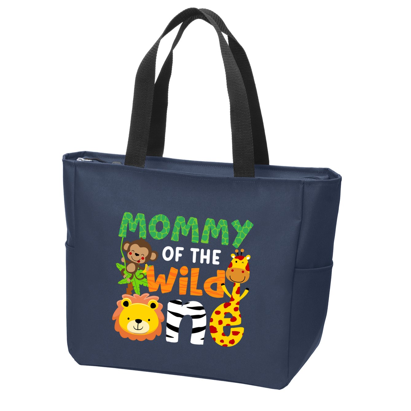 Mommy Of The Wild One Zoo Theme Bday Safari Jungle Animals Zip Tote Bag