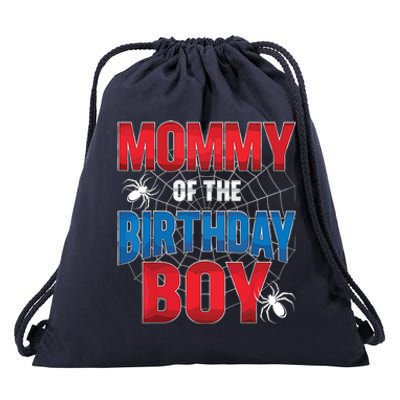 Mommy Of The Birthday Boy Costume Spider Web Birthday Party Drawstring Bag