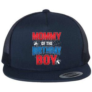 Mommy Of The Birthday Boy Costume Spider Web Birthday Party Flat Bill Trucker Hat