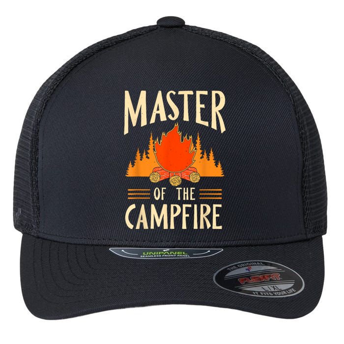 Master Of The Campfire Campsite Lover Camp Camping Camper Flexfit Unipanel Trucker Cap