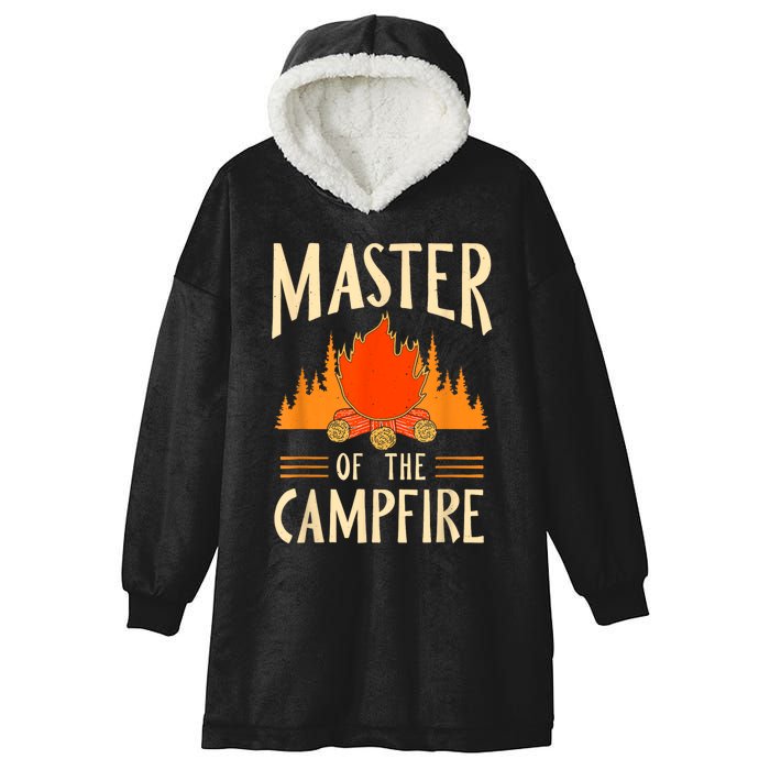 Master Of The Campfire Campsite Lover Camp Camping Camper Hooded Wearable Blanket