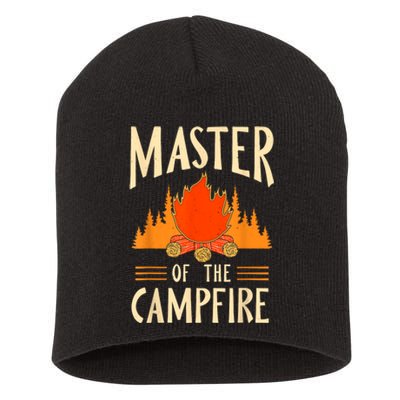 Master Of The Campfire Campsite Lover Camp Camping Camper Short Acrylic Beanie