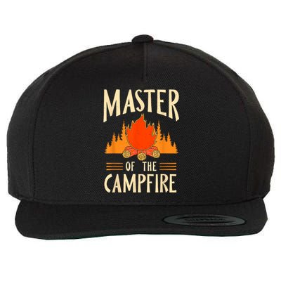 Master Of The Campfire Campsite Lover Camp Camping Camper Wool Snapback Cap