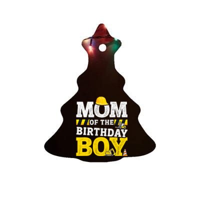 Mom Of The Birthday Boy Matching Family Construction Party Ceramic Tree Ornament