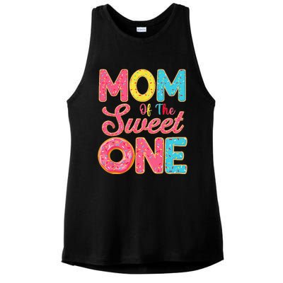 Mom Of The Sweet One 1st Birthday Donut Theme Family Ladies PosiCharge Tri-Blend Wicking Tank