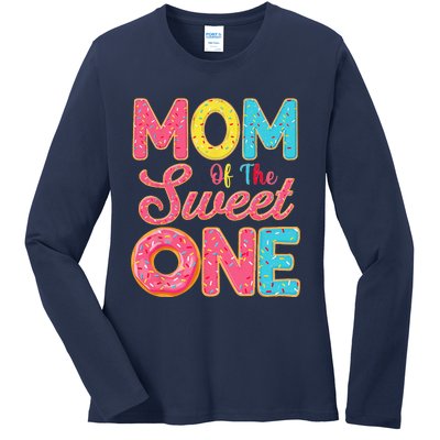 Mom Of The Sweet One 1st Birthday Donut Theme Family Ladies Long Sleeve Shirt