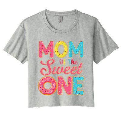 Mom Of The Sweet One 1st Birthday Donut Theme Family Women's Crop Top Tee