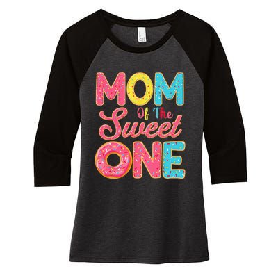 Mom Of The Sweet One 1st Birthday Donut Theme Family Women's Tri-Blend 3/4-Sleeve Raglan Shirt