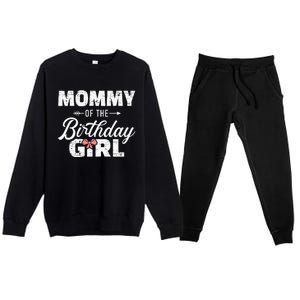 Mommy Of The Birthday Daughter Girl Matching Family Premium Crewneck Sweatsuit Set