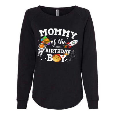 Mommy Of The Birthday Astronaut Space Theme Womens California Wash Sweatshirt