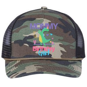 Mommy Of The Birthday Girl Dinosaur Theme Matching Family Retro Rope Trucker Hat Cap