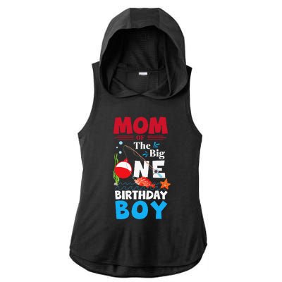 Mom Of The Big One Birthday Fishing 1st First Birthday Ladies PosiCharge Tri-Blend Wicking Draft Hoodie Tank