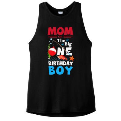 Mom Of The Big One Birthday Fishing 1st First Birthday Ladies PosiCharge Tri-Blend Wicking Tank