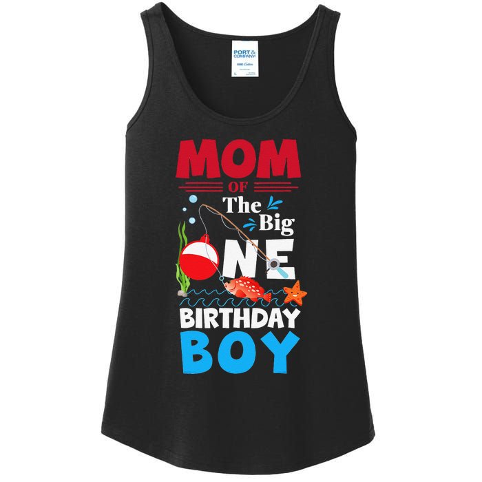 Mom Of The Big One Birthday Fishing 1st First Birthday Ladies Essential Tank