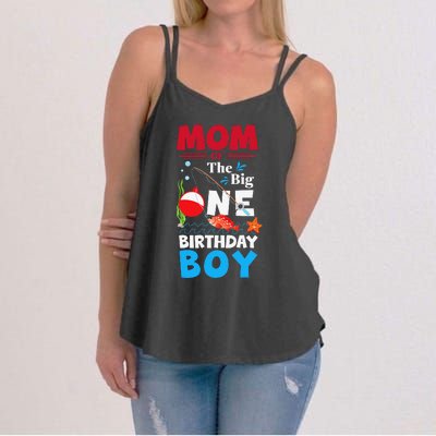 Mom Of The Big One Birthday Fishing 1st First Birthday Women's Strappy Tank