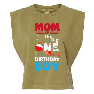 Mom Of The Big One Birthday Fishing 1st First Birthday Garment-Dyed Women's Muscle Tee