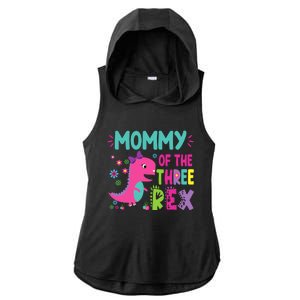 Mommy Of The Three Rex Birthday Dinosaur Family Matching Ladies PosiCharge Tri-Blend Wicking Draft Hoodie Tank