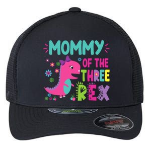 Mommy Of The Three Rex Birthday Dinosaur Family Matching Flexfit Unipanel Trucker Cap