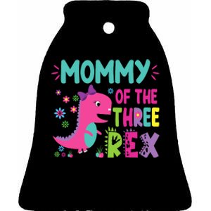 Mommy Of The Three Rex Birthday Dinosaur Family Matching Ceramic Bell Ornament