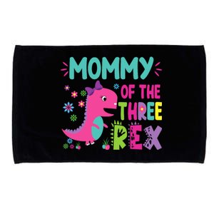 Mommy Of The Three Rex Birthday Dinosaur Family Matching Microfiber Hand Towel