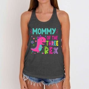 Mommy Of The Three Rex Birthday Dinosaur Family Matching Women's Knotted Racerback Tank