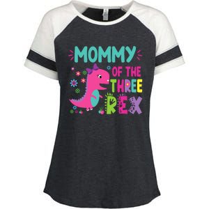 Mommy Of The Three Rex Birthday Dinosaur Family Matching Enza Ladies Jersey Colorblock Tee