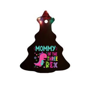 Mommy Of The Three Rex Birthday Dinosaur Family Matching Ceramic Tree Ornament