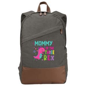 Mommy Of The Three Rex Birthday Dinosaur Family Matching Cotton Canvas Backpack