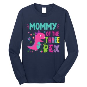 Mommy Of The Three Rex Birthday Dinosaur Family Matching Long Sleeve Shirt