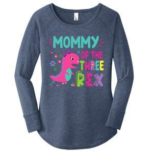 Mommy Of The Three Rex Birthday Dinosaur Family Matching Women's Perfect Tri Tunic Long Sleeve Shirt