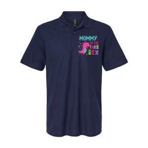 Mommy Of The Three Rex Birthday Dinosaur Family Matching Softstyle Adult Sport Polo