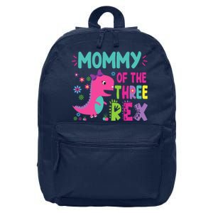 Mommy Of The Three Rex Birthday Dinosaur Family Matching 16 in Basic Backpack