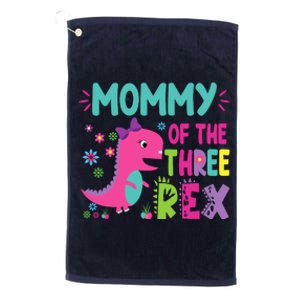 Mommy Of The Three Rex Birthday Dinosaur Family Matching Platinum Collection Golf Towel