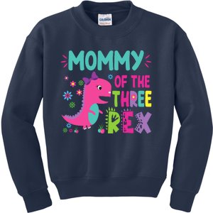 Mommy Of The Three Rex Birthday Dinosaur Family Matching Kids Sweatshirt