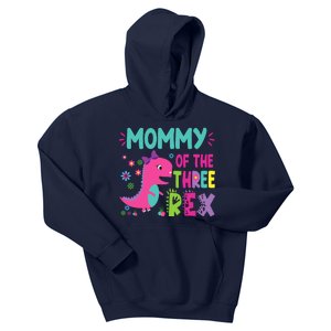 Mommy Of The Three Rex Birthday Dinosaur Family Matching Kids Hoodie