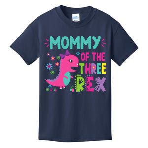 Mommy Of The Three Rex Birthday Dinosaur Family Matching Kids T-Shirt