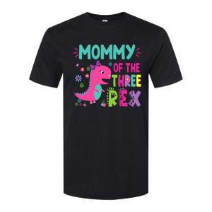 Mommy Of The Three Rex Birthday Dinosaur Family Matching Softstyle CVC T-Shirt