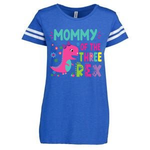 Mommy Of The Three Rex Birthday Dinosaur Family Matching Enza Ladies Jersey Football T-Shirt