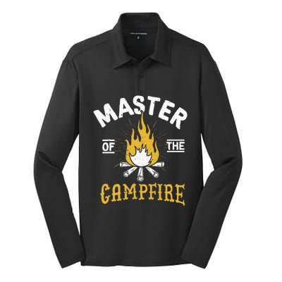 Master Of The Campfire Camping & Outdoors Gift Silk Touch Performance Long Sleeve Polo