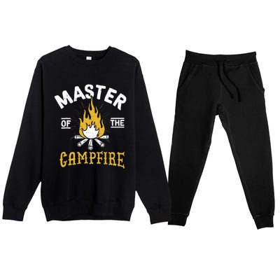 Master Of The Campfire Camping & Outdoors Gift Premium Crewneck Sweatsuit Set