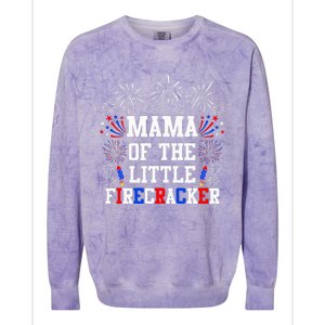 Mama Of The Little Firecracker 4th Of July Birthday Colorblast Crewneck Sweatshirt