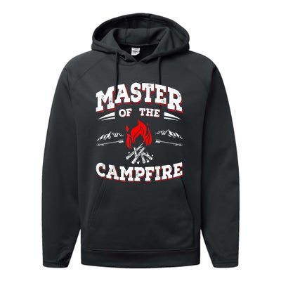 Master Of The Campfire Funny Camping Gift For Campers Performance Fleece Hoodie