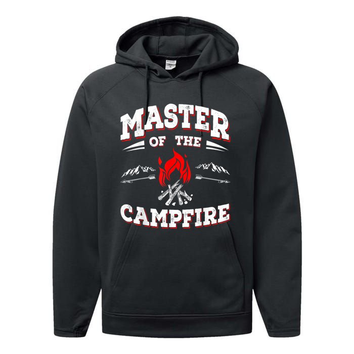 Master Of The Campfire Funny Camping Gift For Campers Performance Fleece Hoodie