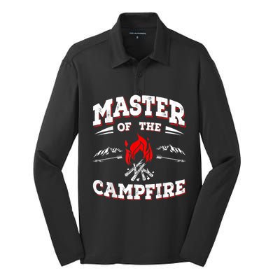 Master Of The Campfire Funny Camping Gift For Campers Silk Touch Performance Long Sleeve Polo